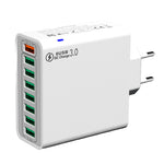 BK318 65W 8-Port USB Charger 8USB-A QC3.0 4.0+ PPS AFC FCP SCP SSCP Fast Charging Wall Charger Adapter EU Plug US Plug for iPhone 16 16Pro 15 14 13 Pro Max for Huawei Mate XT for Xiaomi 15pro