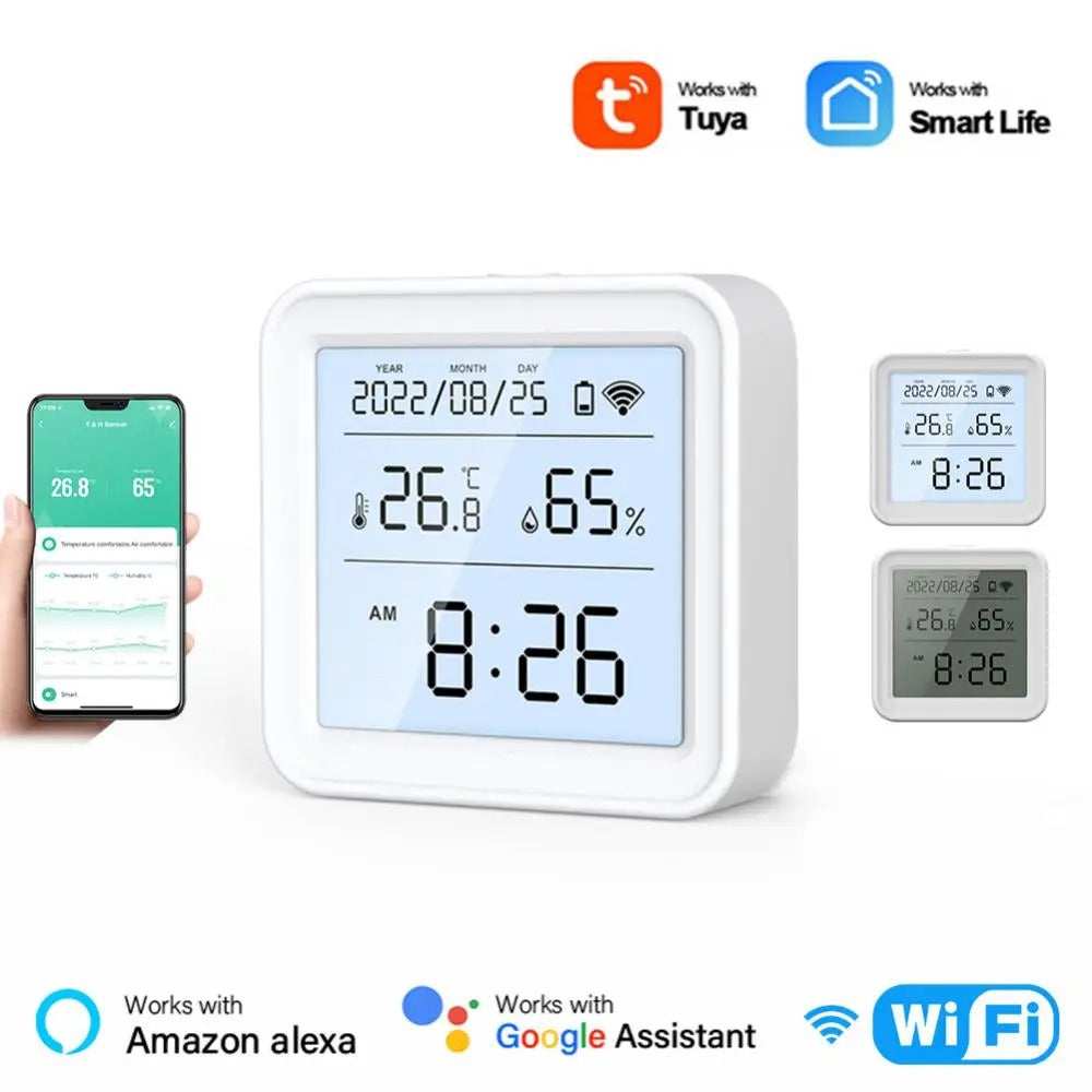 Smart WiFi Hygrometer Thermometer Sensor Indoor Temperature Humidity Monitor Works with Alexa Google Home High Accuracy Remote Control App Sync Time Display