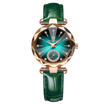 LinkMejor Women Watches Fashion Rhinestones Dial Leather Quartz Watch Top Brand Luxury Waterproof Ladies Wristwatch