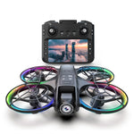 LinkMejor K200 MAX WiFi FPV with LCD Screen Controller HD Dual Camera Electrically Adjustable Optical Flow Hover Automatic Obstacle Avoidance Dazzling 7-Lights Circle Protection Brushless 2.4G 4CH 6-Axis Remote Control Toys RC Drone Quadcopter RTF