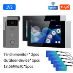 TD-D2ICR36W Tuya 1080P 2-Wire Analog IP Video Intercom Kit 7 inch Color Touch Screen Wireless Wifi Doorbell RFID Access Control System EU Plug