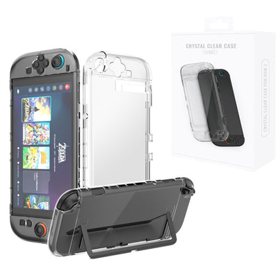 For Switch2 Split Crystal Case Anti-Scratch Shockproof PC Protective Shell Precision Fit Full Stand Access Clear Protective Cover Gaming Accessories JYS JYS-NS2273