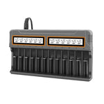 Intelligent Charging Adapter 12 Bay Battery Charger LCD Display Multi Slot Supports 18650/AA/AAA Battery Overcharge Protection Heat Dissipation Fast Charging Efficient Power Supply