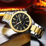 LinkMejor Men's Luminous Quartz Watch Stainless Steel Strap Waterproof Calendar Business Casual Stylish Wristwatch