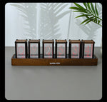 NIKOLATOY Full-Color Six-Tube Simulated LED Clock with Digital Ambient Light Creative Retro Walnut Wood RGB Glow Tube Clock Exquisite Desktop Ornaments