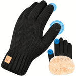 LinkMejor Touch Screen Double-Layer Thick Velvet Thermal Winter Gloves for Men Women Coldproof Warm Knitted Gloves for Outdoor Sports Skiing Cycling