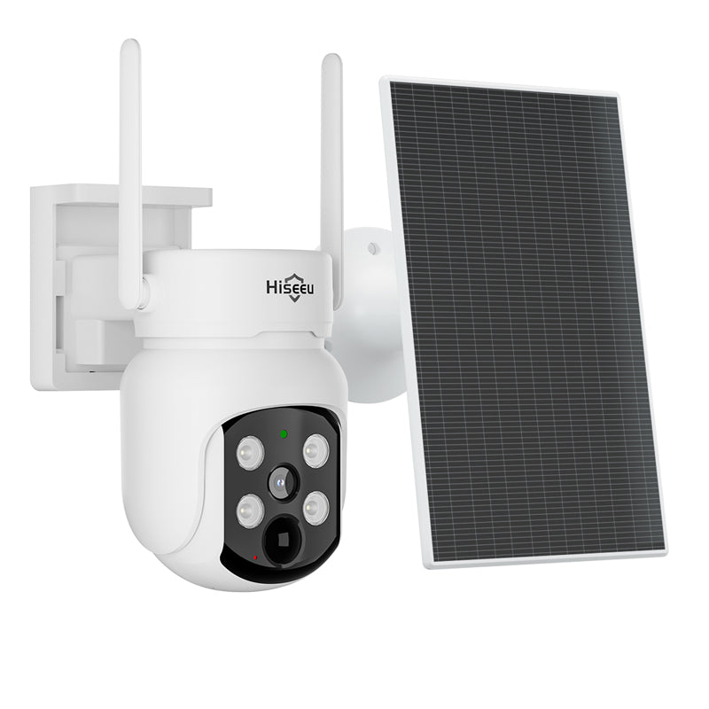 Hiseeu WTD904D 4MP Pixels Solar Powered Wireless WIFI IP Camera with Color Night Vision PIR Motion Alerts 5200mAh Battery Low power consumption IP66 Waterproof Security Camera