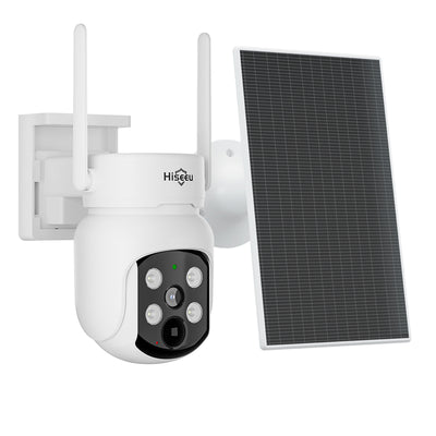 Hiseeu WTD904D 4MP Pixels Solar Powered Wireless WIFI IP Camera with Color Night Vision PIR Motion Alerts 5200mAh Battery Low power consumption IP66 Waterproof Security Camera
