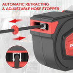 [USA Direct] ECOMAX 3/8 in. x 50 ft Retractable Enclosed Air Hose Reel with Auto Rewind Heavy Duty Reel NPT 1/4 Inch Any Length Lock 180° Swivel Bracket MAX Pressure 348 PSI