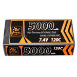 LinkMejor 7.4V 5000mAh 120C 2S Lipo Battery T Deans Plug Hard Case for RC Car