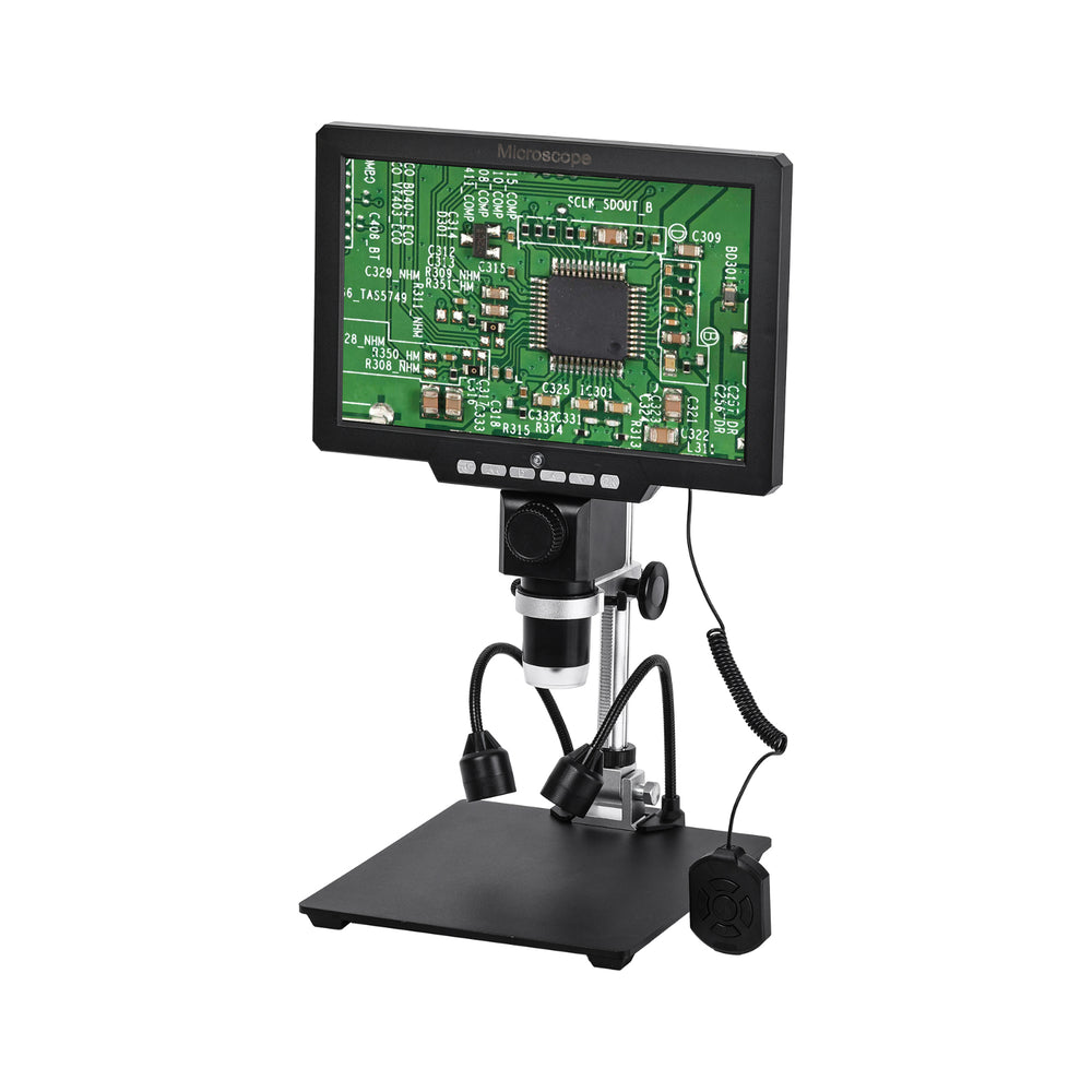 Digital Microscope 1200X Magnification 10.1 inch HD LCD Screen 12MP 8 LED Lights with Battery USB Type-C Microscope for Electronics Biological Research