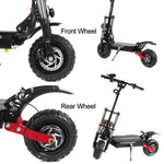 LinkMejor 60V 38.4Ah 2800W 11 inch Electric Scooter Hub Motor Front/Rear Drive Brushless Motor with Vacuum Off-Road Tires for LinkMejor TI30 Replacement