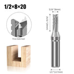 1/2 Inch 12.7mm Shank Tungsten Mortising Carbide Router Bit 2 Flutes/3 Flutes TCT Straight Router Bit Straight Flute End Milling Cutter 6-8mm Cutting Diameter 20-22mm Cutting Length