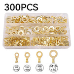 150-540pcs Round Terminal Block Set O-type Lugs Terminals Wire Crimp Connector Cable Terminals Tools Kit M3 M4 M5 M6 M8 M10