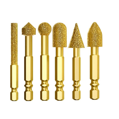 Heavy Duty Rotary Chisels Hexagonal Handle 6pcs Set Compatible with Electric Drills for Metal Stone Ceramic Woodworking Grinding Polishing Carving Precision Cutting Tools High Performance Tips