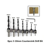 7PCS 3mm-10mm HSS Countersink Drill Bit Set Reamer Woodworking Chamfer Drill Counterbore Pliot Hole Cutter Screw Hole Drill