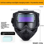 Detachable Welding Helmet Auto Dimming Face Shield Modular Design Heat Resistant High Definition Adjustable Lightweight Protective Mask LED Light 10 Protective Films
