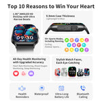 LinkMejor F101 1.96-inch AMOLED Display bluetooth Call Heart Rate Blood Oxygen Monitor Sleep Monitoring Multi-sport Modes IP68 Waterproof Smart Watch
