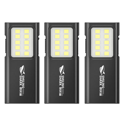 Smiling Shark TIP065 Mini Rechargeable Worklight,COB Floodlight Pocket Flashlight,with Clip Design,for Outdoor Running, Hiking