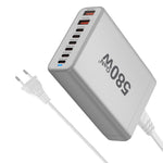 [GaN Tech] Bakeey YMX-580W 580W 8-Port USB PD Charger 2USB-A+6USB-C PD QC Fast Charging Desktop Charging Station EU Plug US Plug for iPhone 16 16 Pro 15 14 13 Pro Max for Xiaomi MIX Flip2 for HUAWEI for SAMSUNG