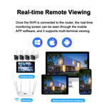 Tuya Wireless NVR WIFI IP Camera Kit 3.0MP HD 10.1-inch Screen EU Plug IP66 Waterproof Cameras H.265+ Night Vision Remote Access Security System 200m Transmission Distance
