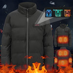 LinkMejor HJ-07A Electric Heated Jacket - 7 Heating Areas, Thickening Thermal, Windbreaker, High Neck Coat for Winter Outdoor Sport