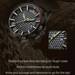 LinkMejor Men Casual Sport Watch Calendar Quartz Wrist Watch Waterproof Shock Resistant Men Watches Leather Strap