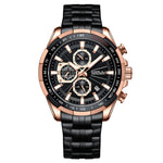 LinkMejor Business Men's Watches Fashion Luxury Stainless Steel Quartz Watches Waterproof Chronograph Multifunctional Watches