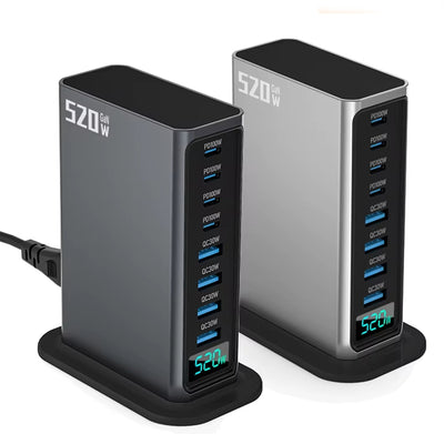 [GaN Tech] Bakeey 520W 8-Port USB PD Charger 4USB-A+4USB-C PD QC SCP PPS Fast Charging Digital Desktop Charging Station EU Plug US Plug for iPhone 16 16 Pro 15 14 13 for Xiaomi 15 Ultra for Samsung Galaxy S25 Ultra for Huawei Pura X