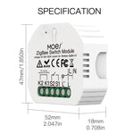 Tuya Zigbe 1-Way Switch Module 90-250V AC 5A Single Fire Wire Smart Light Switch Tuya App Remote Control Timer Schedule Works with Alexa Google Assistant Zigbe Hub Required