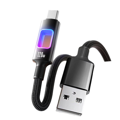 6A PD120W USB-A to USB-C Cable with RGB Hollow LED Light Support PD Fast Charging Data Transmission Tinned Copper Core Line 1M/2M Long for iPhone 17 17Pro 16 15 Pro Max for Huawei Mate XTs for Xiaomi 17pro for OPPO