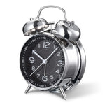 LinkMejor 4 Inch Loud Alarm Clock Twin Bell Analog for Heavy Sleepers Silent Non-Ticking Quartz with Backlight