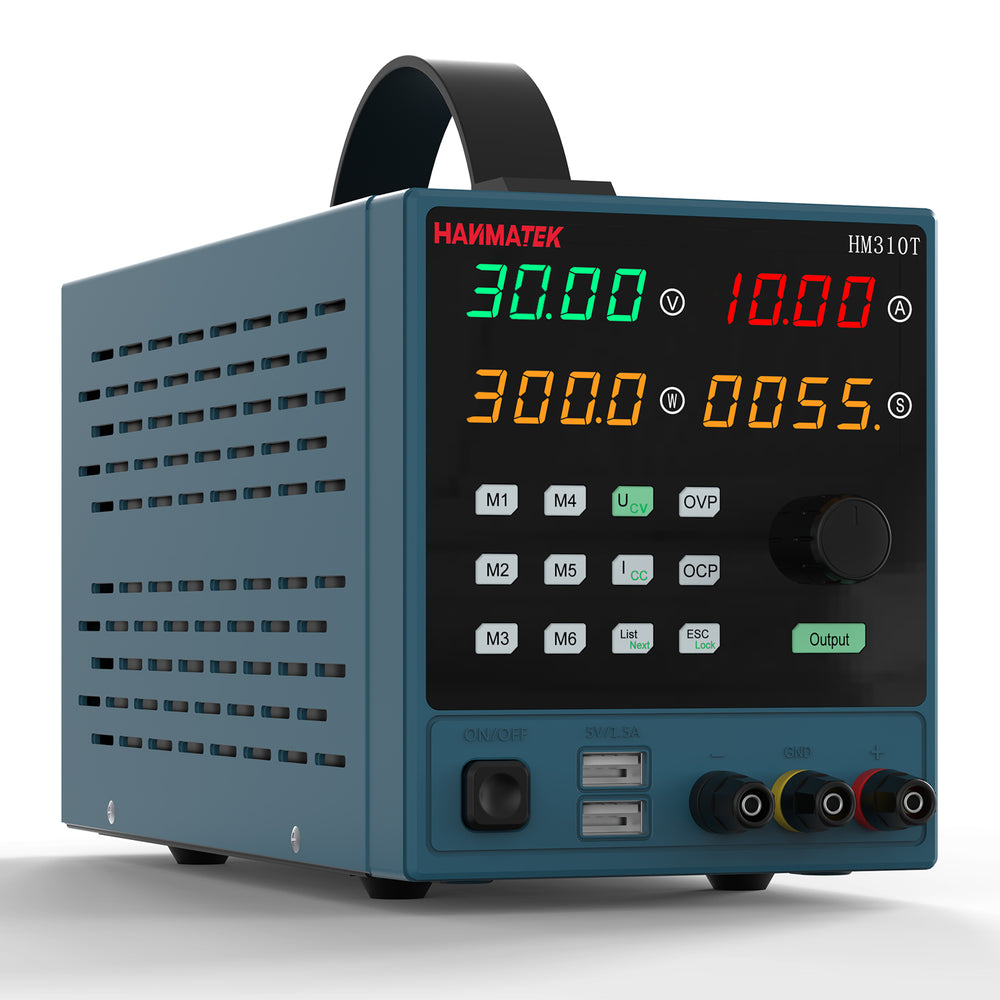 LinkMejor HM310-T Black Direct Current Stabilized Power Supply 30V 10A Dual-Frequency Programmable Dual USB Output Best for Precision Projects