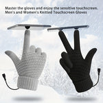 LinkMejor Knitted USB Heated Gloves Touch Screen Compatible 40-50°C Adjustable Warmth Removable Heating Pad Flexible Cable Thermal Winter Gloves
