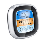 TS-62 Touch Screen BBQ Thermometer Digital Kitchen Meat Probe with LCD Display 8 Cook Mode Countdown Overtamperature Alarm Function for Grilling BBQ Cooking Meat