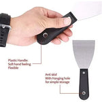 Carbon Steel Putty Knife Set 7 Sizes Flexible Drywall Scraper Kit Stainless Steel Blade Soft Grip Handle Canvas Storage Bag Rust Resistant Painting Wall Repair Tools