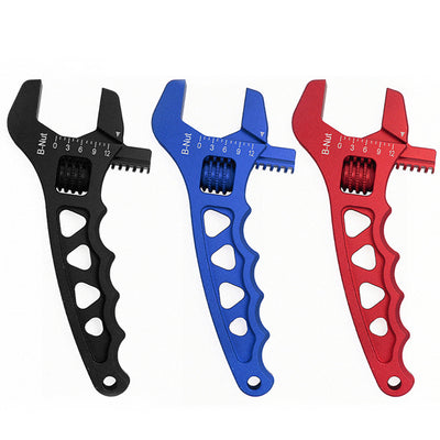 Universal AN3-12 Adjustable Wrench Lightweight Aluminum Fitting Tool Corrosion-Resistant AN Hose Fitting Spanner Red/Black/Blue