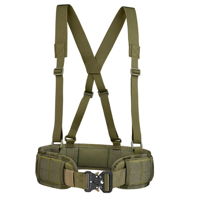 125cm Men's Nylon Tactical Belt Adjustable Suspender Outdoor Training Combat Hunting Waistband Set