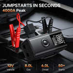 QS213 12V 6000mAh / 10000mAh Portable Multifunction Inflatable Blower Jump Starter All-in-One Dual-screen Digital Display Fast Charging Power Bank