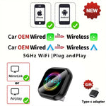 LinkMejor Q1AQ 3in1 Wireless CarPlay Android Auto Adapter MirrorLink / AirPIay Screen Mirroring USB Dog Bluetooth 5.0 Plug and Play