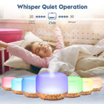 500ML Aromatherapy Diffuser Wood Grain Essential Oil Aromatherapy Humidifier with Remote Control for Home Office