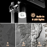 LinkMejor AD208SE 4K UHD HDM Digital Microscope 5x-1500X Magnification 10.1 Inch 3840PX2160P IPS Screen Support for Electronics Repair Coin Inspection High Definition Media Interface