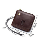 LinkMejor Men Genuine Leather Wallets Multifunction Bifold Zipper Wallets RFID Anti-magnetic Multi-card Slot Card Holder Coin Purse