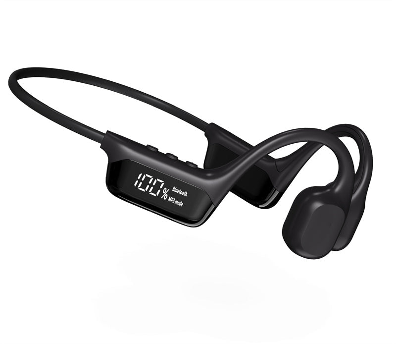 New Display Screen Bone Conduction Bluetooth 5.4 Earphone With 32GB Memory 360° Panoramic Sound High&Low Dual Diaphragm 3D Ultra-Sensory Display Screen IP68 Depth Wateproof and Sweatproof Earclips Sports Headphones