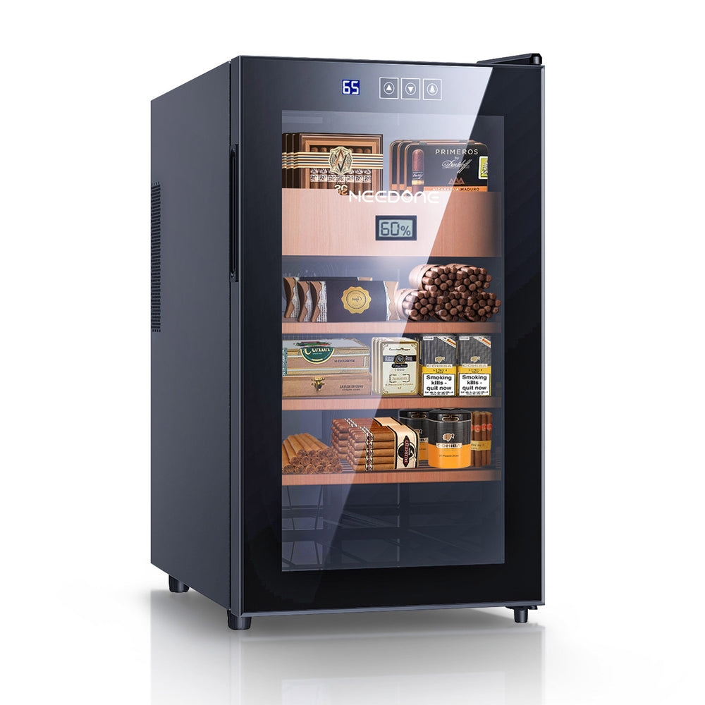LinkMejor 48L Cooler Humidor, Electronic Cooler Humidor with Heating (300 Capacity) with Spanish Cedar Wood Shelves & Drawer with Hygrometer, Upgraded Version Cooler Humidor, 1.7 Cu Ft