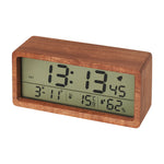 LinkMejor Wooden Digital Alarm Clock Multifunctional Large Screen Date Temperature Humidity Backlight 12/24 Hour Snooze Table Clock