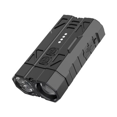 Bikight EDC Flashlight White Long Beam +3xTG3 LEDs Type-C Rechargeable Dual Switch Spotlight and  Floodlight Aluminum Alloy Tactical Flashlight for Outdoor Camping Hiking Emergency