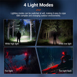BORUiT White Red Light LED Headlamp Use AAA Battery 4 Modes Super Bright Head Lamp Waterproof Head Torch