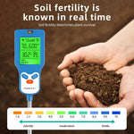 6 in 1 Soil Meter PH Tester LCD Display Light Fertility Temperature Moisture Humidity Analyzer Gardening Tool Battery Powered Eco-Friendly