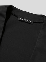 INCERUN Mens Casual Blazer Solid Collarless Casual Long Sleeve Business Blazer
